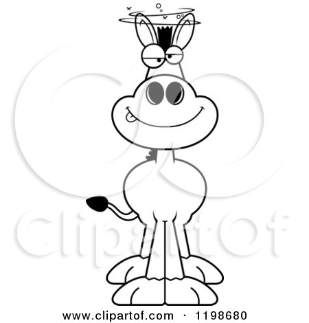 Cartoon of a Black and White Drunk Donkey - Royalty Free Vector Clipart by Cory Thoman