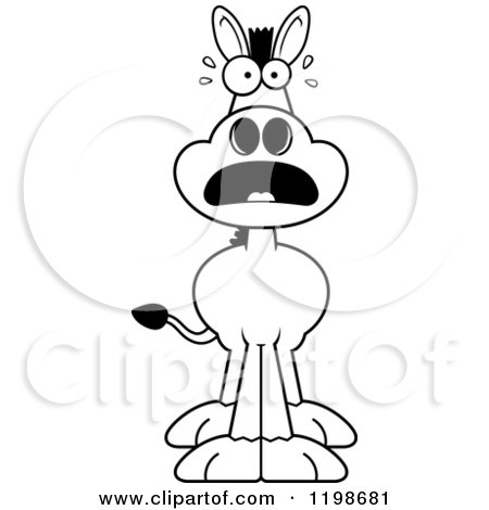 Cartoon of a Black and White Scared Donkey - Royalty Free Vector Clipart by Cory Thoman