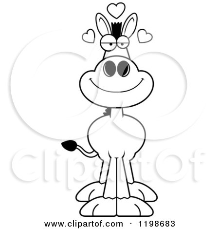 Cartoon of a Black and White Loving Donkey - Royalty Free Vector Clipart by Cory Thoman