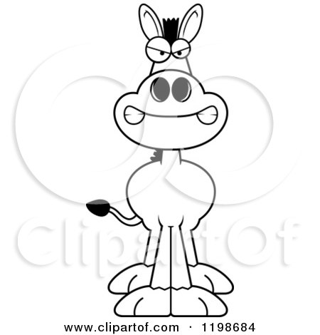 Cartoon of a Black and White Mad Donkey - Royalty Free Vector Clipart by Cory Thoman