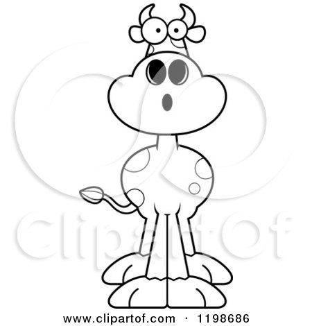 Cartoon of a Black and White Surprised Spotted Cow - Royalty Free Vector Clipart by Cory Thoman