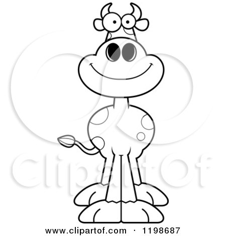 Cartoon of a Black and White Happy Smiling Spotted Cow - Royalty Free Vector Clipart by Cory Thoman