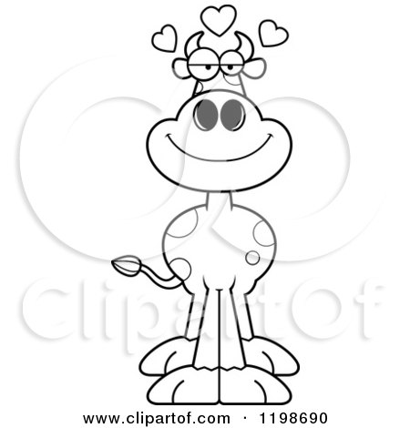 Cartoon of a Black and White Loving Spotted Cow - Royalty Free Vector Clipart by Cory Thoman
