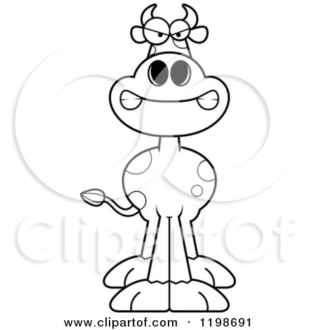 Cartoon of a Black and White Mad Spotted Cow - Royalty Free Vector Clipart by Cory Thoman