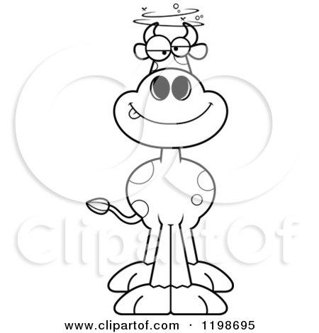 Cartoon of a Black and White Drunk Spotted Cow - Royalty Free Vector Clipart by Cory Thoman