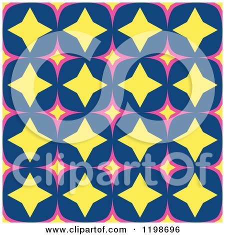 Clipart of a Seamless Abstract Tile Pattern with Stars - Royalty Free Vector Illustration by Cherie Reve