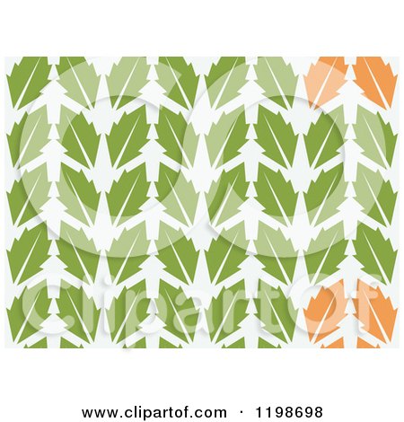 Clipart of a Seamless Pattern of Green and Orange Leaves - Royalty Free Vector Illustration by Cherie Reve