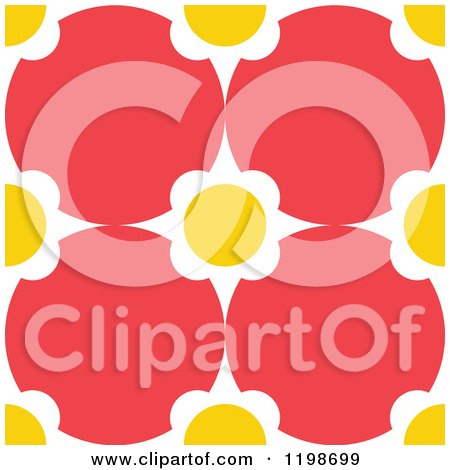 Clipart of a Seamless Red Yellow and White Floral Pattern - Royalty Free Vector Illustration by Cherie Reve