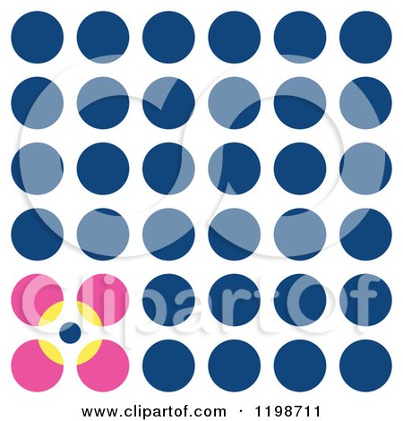 Clipart of a Seamless Blue Pink and Yellow Floral Dot Pattern - Royalty Free Vector Illustration by Cherie Reve