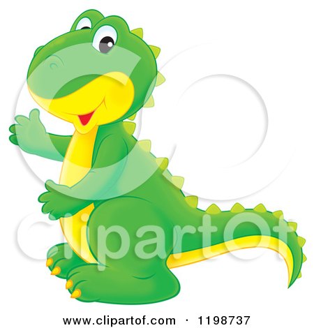 Cartoon of a Cute Green Tyrannosaurus Rex Dinosaur - Royalty Free Clipart by Alex Bannykh