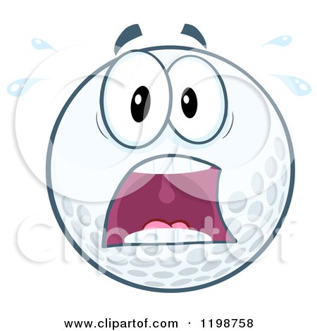 Cartoon of a Screaming Golf Ball Character - Royalty Free Vector Clipart by Hit Toon