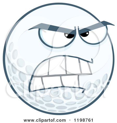 Cartoon of a Mad Golf Ball Character - Royalty Free Vector Clipart by Hit Toon