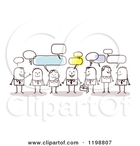 Clipart of a Group of Business Stick People Networking and Talking - Royalty Free Vector Illustration by NL shop