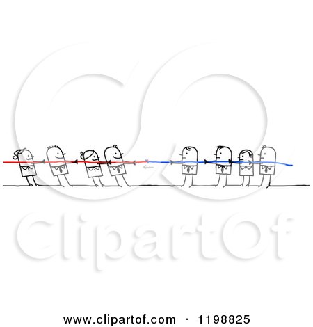 Clipart of Stick People in a Battle of Tug of War - Royalty Free Vector Illustration by NL shop