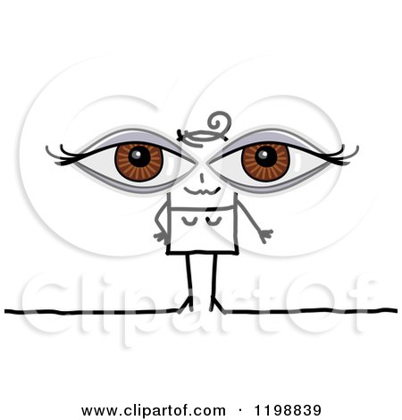 Clipart of a Stick Woman with Giant Brown Eyes - Royalty Free Vector Illustration by NL shop