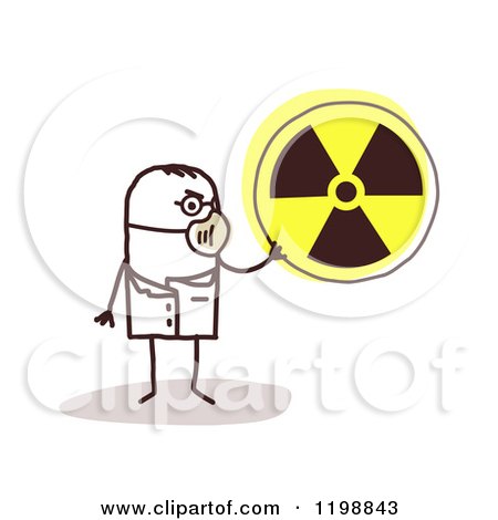 Clipart of a Stick Man Holding a Radiation Symbol 2 - Royalty Free Vector Illustration by NL shop