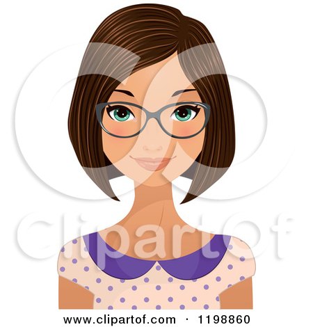Clipart of a Beautiful Brunette Secretary Woman Wearing Glasses - Royalty Free Vector Illustration by Melisende Vector