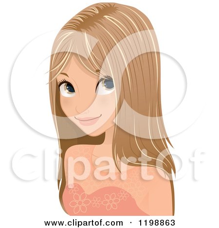 Clipart of a Beautiful Young Caucasian Woman with Long Blond Hair - Royalty Free Vector Illustration by Melisende Vector