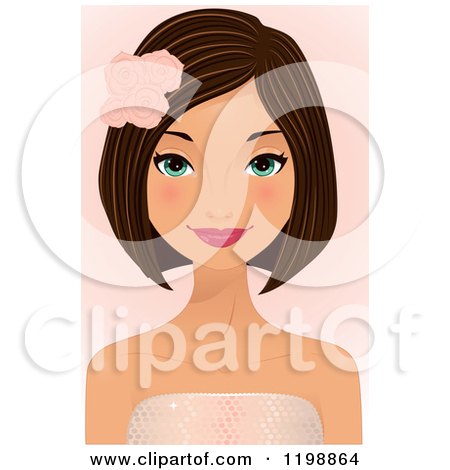 https://images.clipartof.com/small/1198864-Clipart-Of-A-Beautiful-Brunette-Bridesmaid-Woman-Wearing-Flowers-In-Her-Hair-Over-Pink-Royalty-Free-Vector-Illustration.jpg