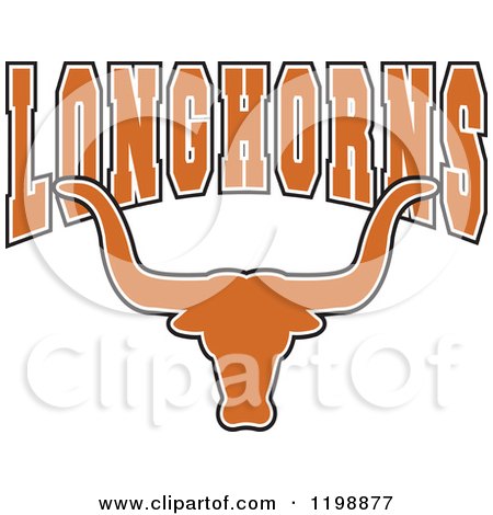 Clipart of LONGHORNS Team Text over a Bull Head - Royalty Free Vector Illustration by Johnny Sajem