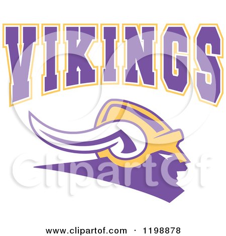 Clipart of VIKINGS Team Text over a Helmet - Royalty Free Vector Illustration by Johnny Sajem