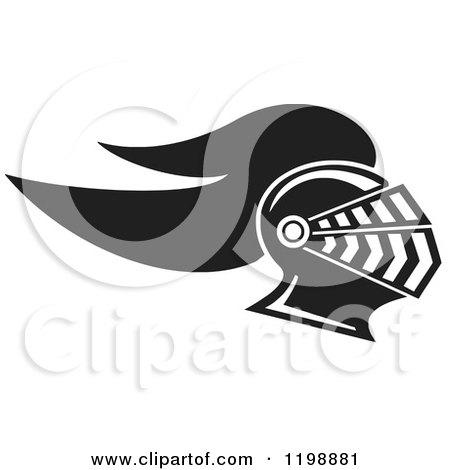 Clipart of a Black and White Knight Helmet - Royalty Free Vector Illustration by Johnny Sajem