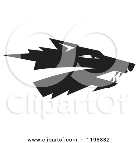 Clipart of a Black and White Wolf Head - Royalty Free Vector Illustration by Johnny Sajem