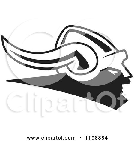 Clipart of a Black and White Viking Helmet - Royalty Free Vector Illustration by Johnny Sajem