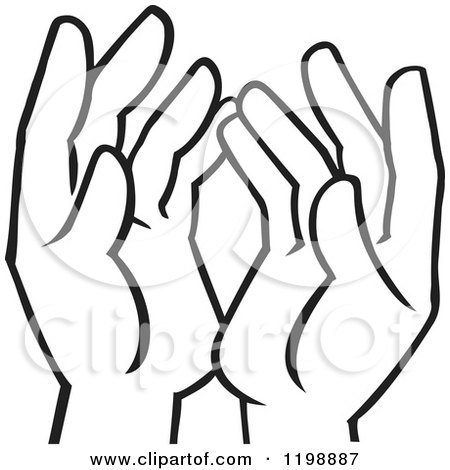 Clipart of Black and White Uplifted Hands - Royalty Free Vector Illustration by Johnny Sajem