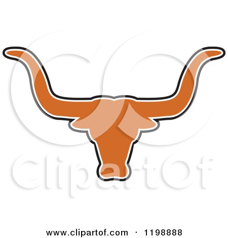 Clipart of a Black Orange and White Longhorn Bull Head - Royalty Free Vector Illustration by Johnny Sajem