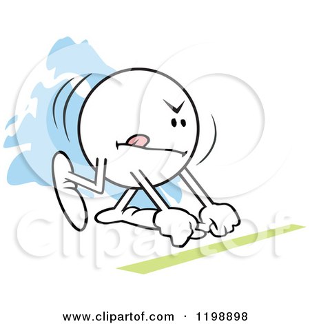 Cartoon of a Moodie Character Ready to Race - Royalty Free Vector Clipart by Johnny Sajem