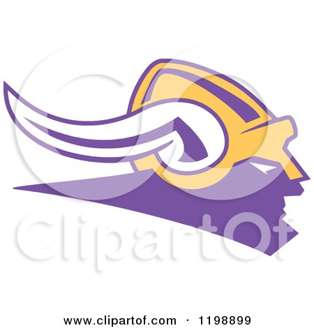 Clipart of a Purple White and Gold Viking Helmet - Royalty Free Vector Illustration by Johnny Sajem