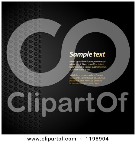 Clipart of a Black Paper Background with a Panel of Metal Mesh and Sample Text - Royalty Free Vector Illustration by elaineitalia