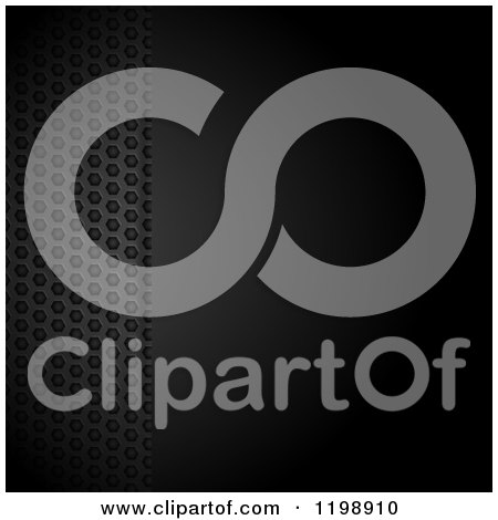 Clipart of a Black Paper Background with a Panel of Metal Mesh and Text Space - Royalty Free Vector Illustration by elaineitalia