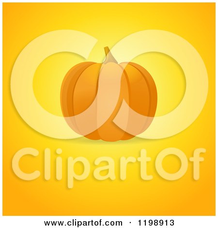Clipart of a Round Autumn Pumpkin over Gradient Orange and Yellow - Royalty Free Vector Illustration by elaineitalia