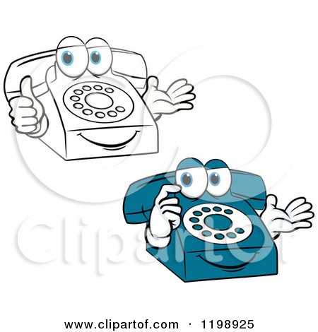 Clipart of Thinking and Pleased Telephone Mascots - Royalty Free Vector Illustration by Vector Tradition SM