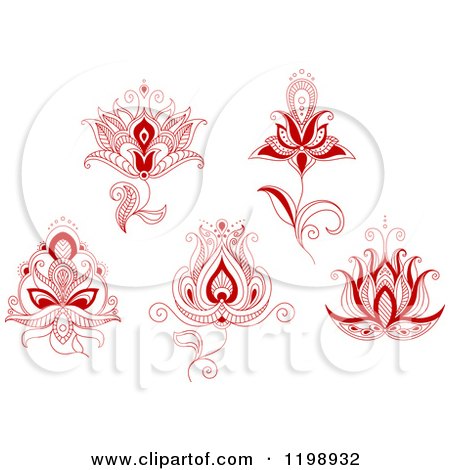 Clipart of Red Henna Flowers - Royalty Free Vector Illustration by Vector Tradition SM