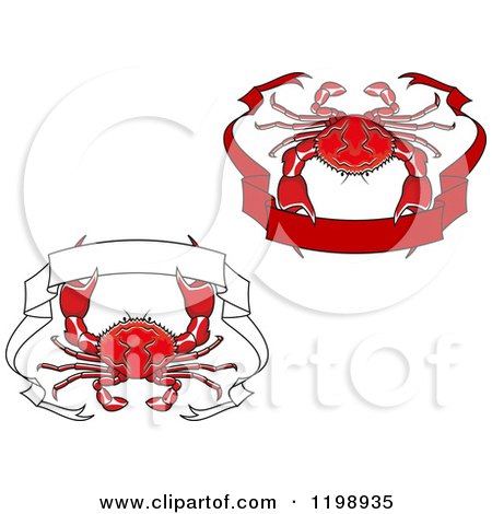 Clipart of Red Crabs and Ribbon Banners - Royalty Free Vector Illustration by Vector Tradition SM