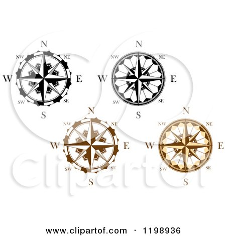 Clipart of Black and Brown Compass Roses 3 - Royalty Free Vector Illustration by Vector Tradition SM