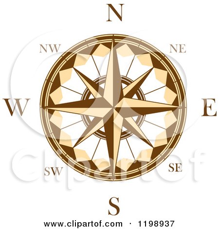 Clipart of a Brown and White Compass Rose 7 - Royalty Free Vector Illustration by Vector Tradition SM