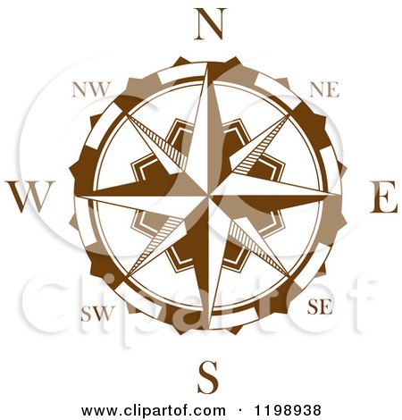 Clipart of a Brown and White Compass Rose 6 - Royalty Free Vector Illustration by Vector Tradition SM