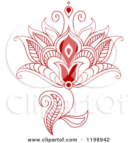 Clipart of a Red Henna Flower - Royalty Free Vector Illustration by Vector Tradition SM