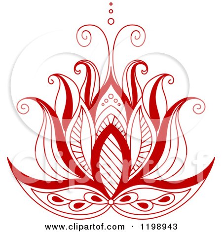 Clipart of a Red Henna Flower 5 - Royalty Free Vector Illustration by Vector Tradition SM