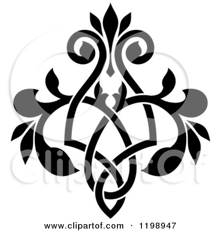 Clipart of a Black and White Ornate Floral Victorian Design Element 8 - Royalty Free Vector Illustration by Vector Tradition SM