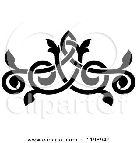 Clipart of a Black and White Ornate Floral Victorian Design Element 7 - Royalty Free Vector Illustration by Vector Tradition SM