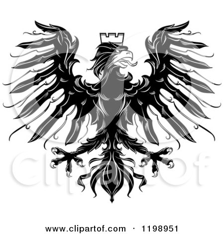 Clipart of a Black and White Heraldic Eagle with a Crown - Royalty Free Vector Illustration by Vector Tradition SM