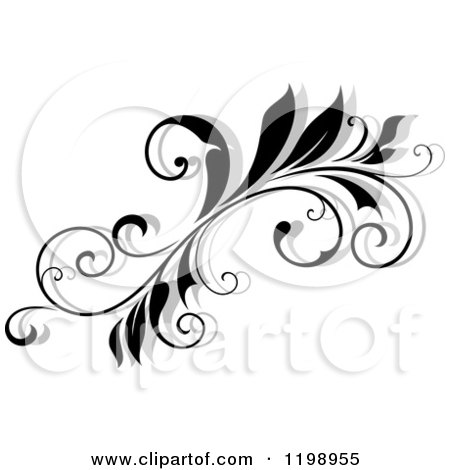Clipart of a Black and White Flourish with a Shadow 7 - Royalty Free Vector Illustration by Vector Tradition SM
