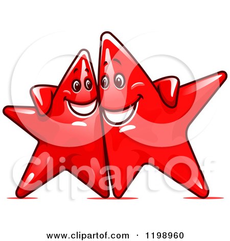 Clipart of Happy Red Stars with Their Arms Around Each Other - Royalty Free Vector Illustration by Vector Tradition SM