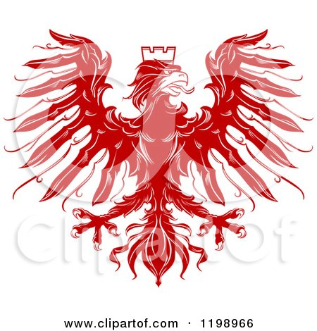 Clipart of a Red Heraldic Eagle with a Crown - Royalty Free Vector Illustration by Vector Tradition SM