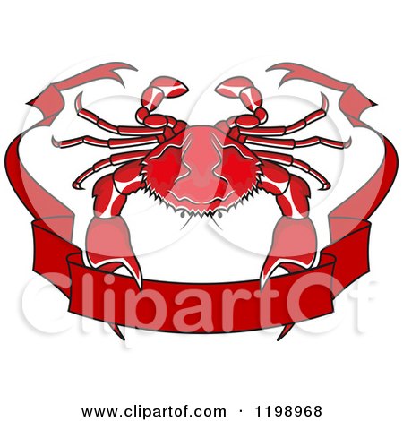 Clipart of a Red Crab and Ribbon Banner - Royalty Free Vector Illustration by Vector Tradition SM